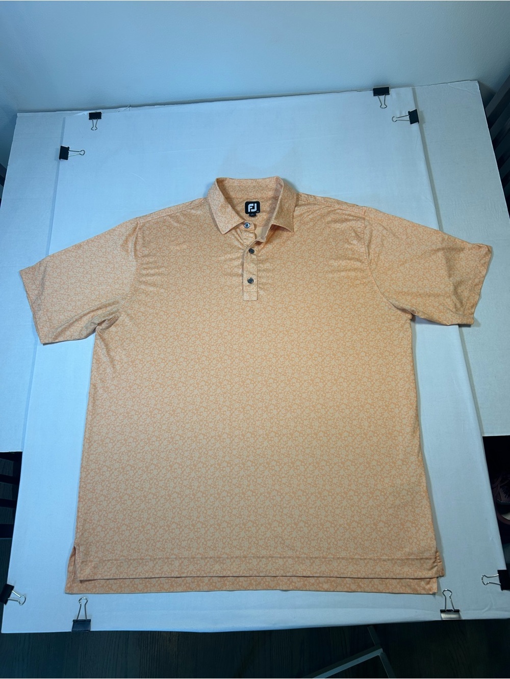 FootJoy Golf Polo 2XL Peach Lisle Floral Stretch Performance Short Sleeve